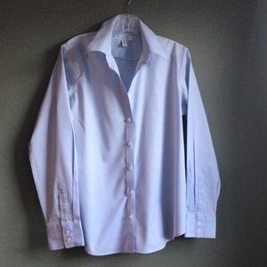 Ladies Fitted button down shirt Sz 14 pale blue